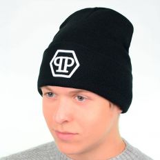 Купити Hats Шапка Philipp Plein PP чорна з білим логотипом інтернет-магазин